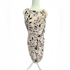 Ivanka Trump Size 10 Floral Sheath Dress Ruched Waist Blush Pink Office Cocktail